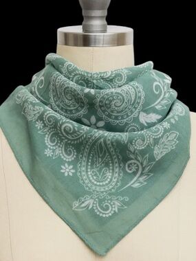 Western Paisley Bandana Scarf Sage Green - Women Accessories BEST SELLER NWT
